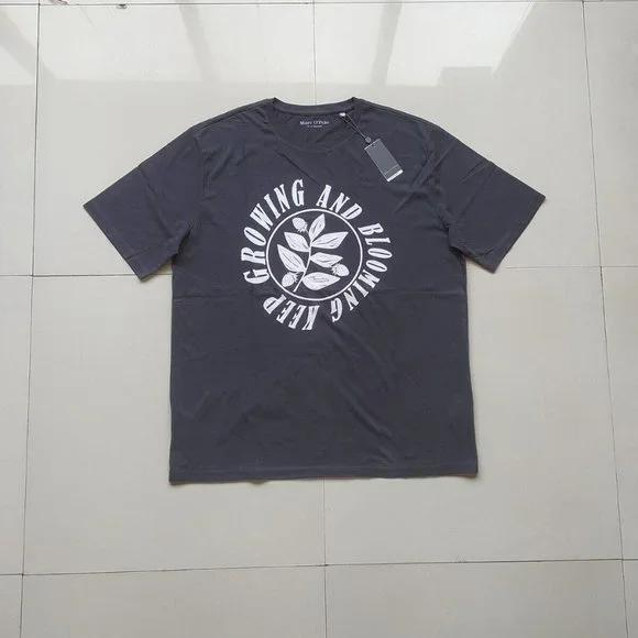 Marc O'Polo Black Printed Round Neck T Shirt - Picture 2 of 9